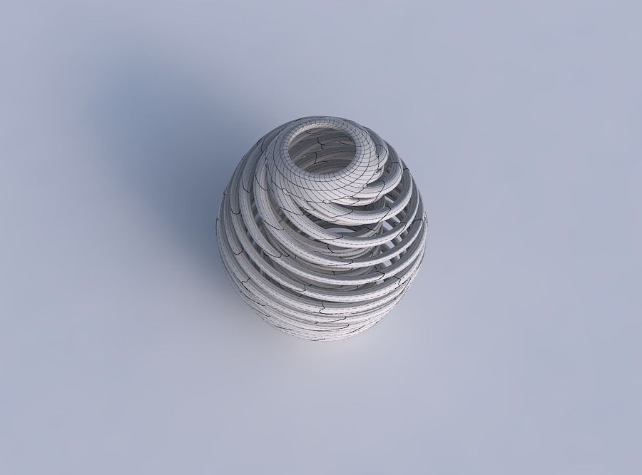 Vase spherical with twisted inner and outer lines very twisted 3D print model_6