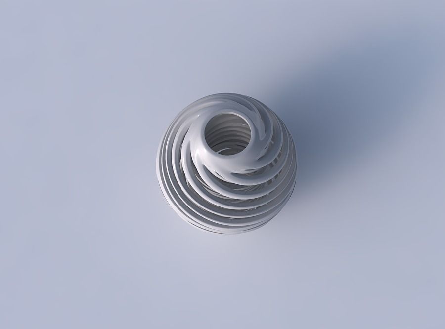 Vase spherical with twisted inner and outer lines very twisted 3D print model_2