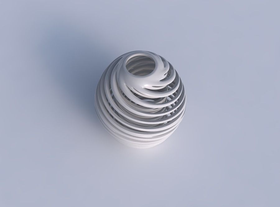 Vase spherical with twisted inner and outer lines very twisted 3D print model_1