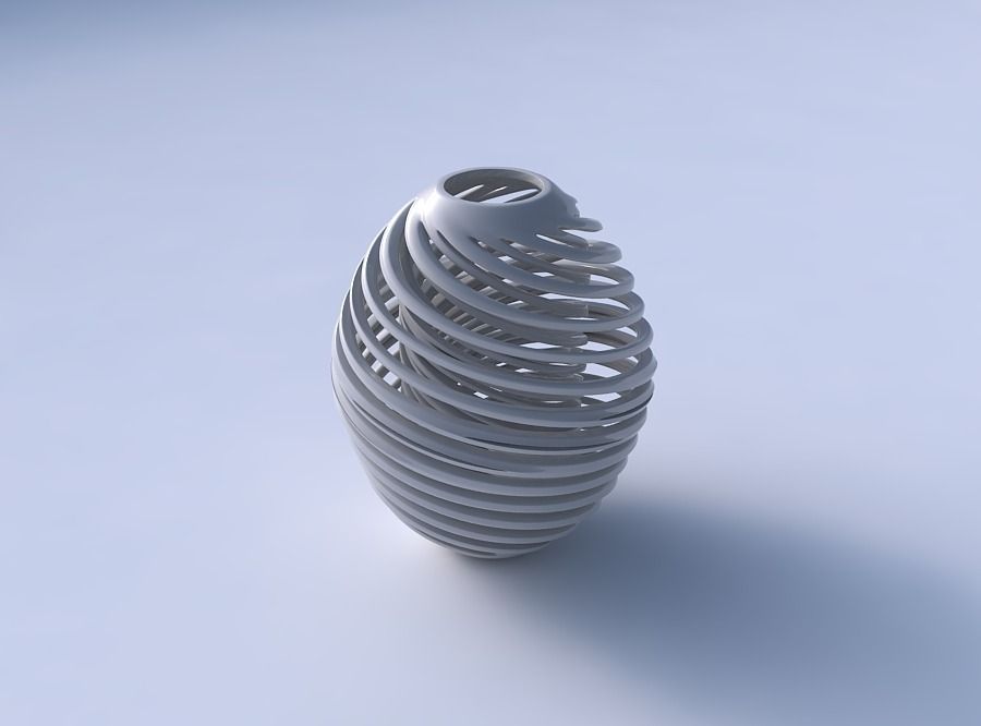 Vase spherical with twisted inner and outer lines very twisted 3D print model_3
