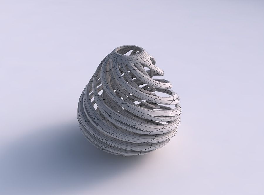 Vase spherical with twisted inner and outer lines twisted and... 3D print model_5