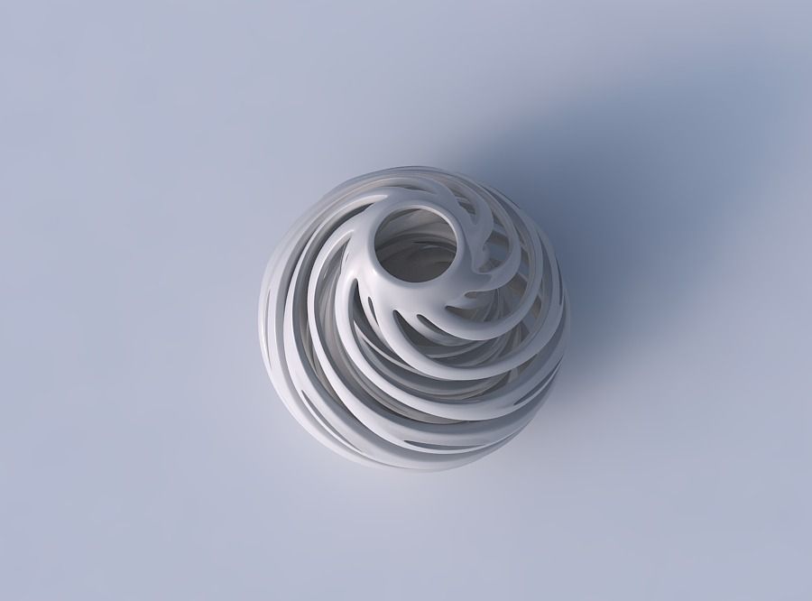 Vase spherical with twisted inner and outer lines twisted and... 3D print model_2