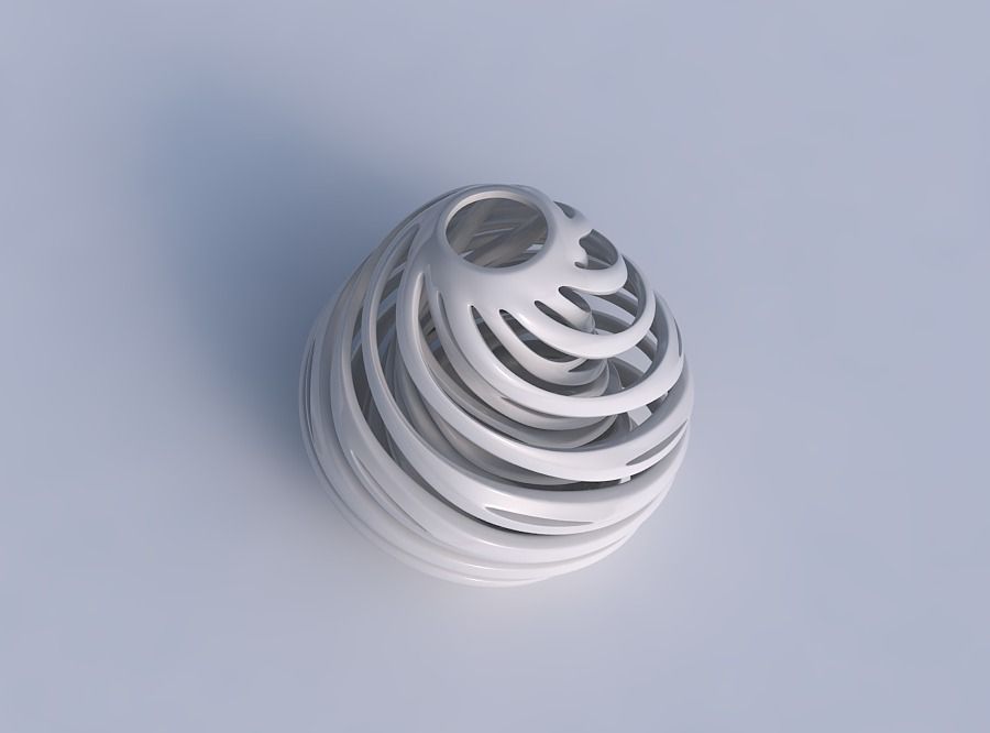 Vase spherical with twisted inner and outer lines twisted and... 3D print model_1