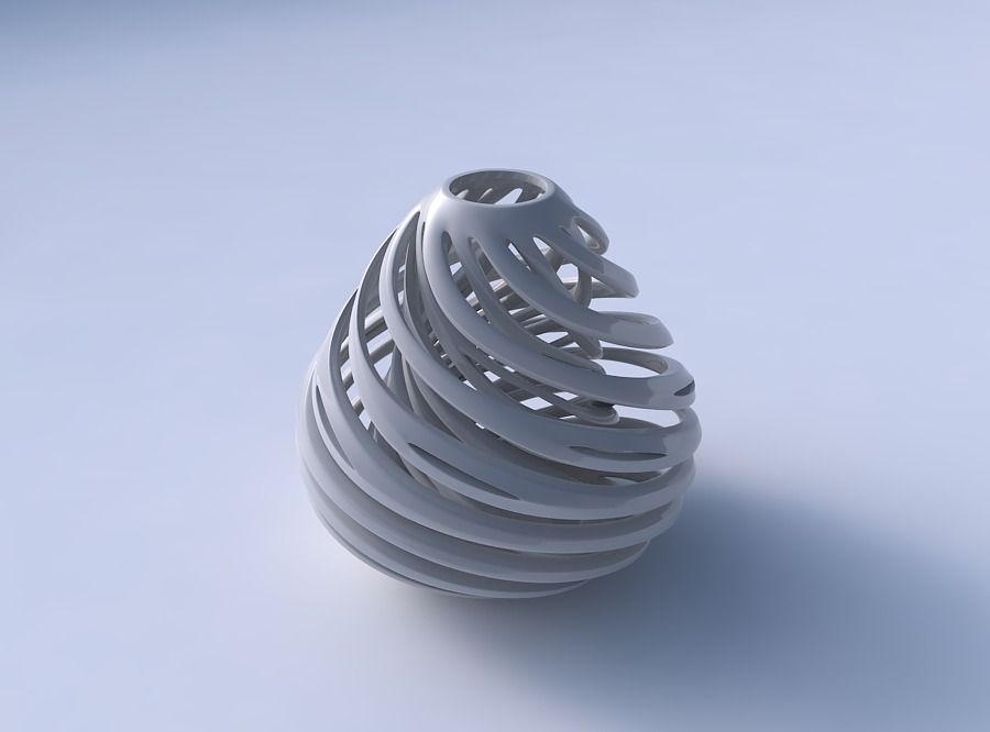 Vase spherical with twisted inner and outer lines twisted and... 3D print model_3