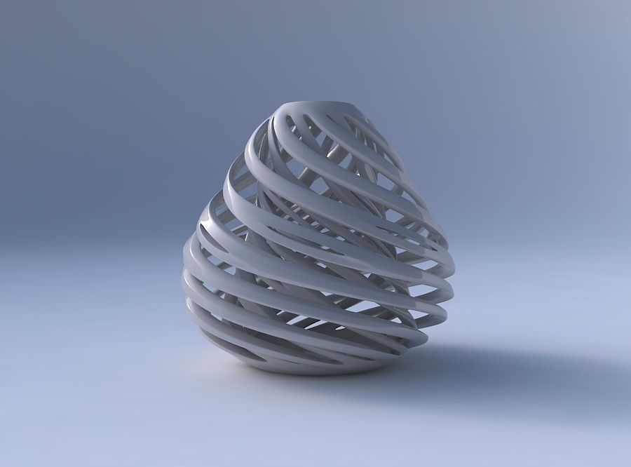 Vase spherical with twisted inner and outer lines twisted and... 3D print model_4