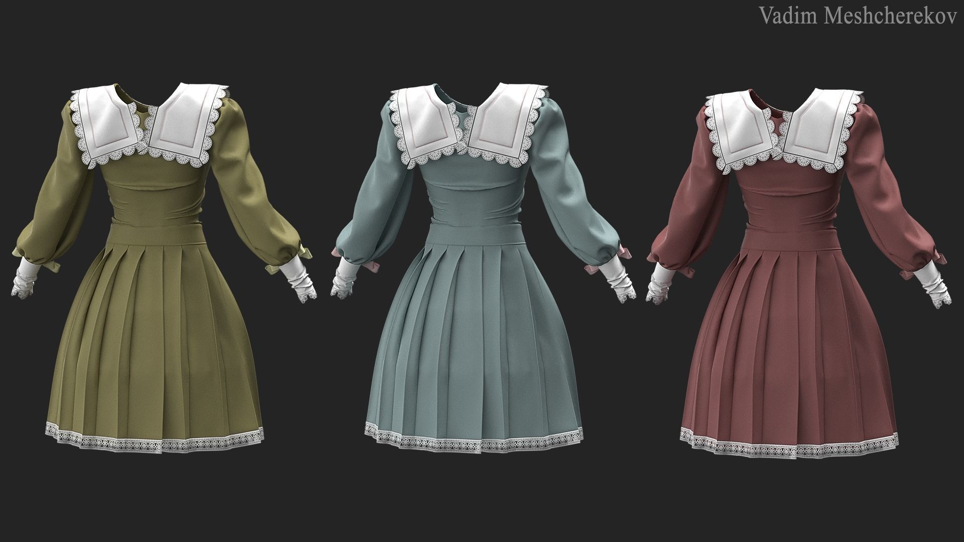 Vintage Dress 2 3D model_4