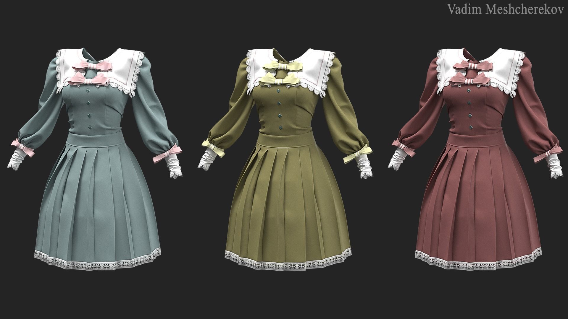 Vintage Dress 2 3D model_3
