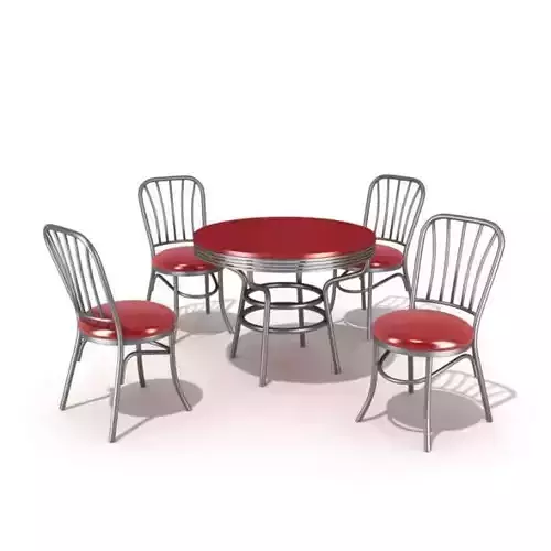 Retro Style Table Set With Chairs