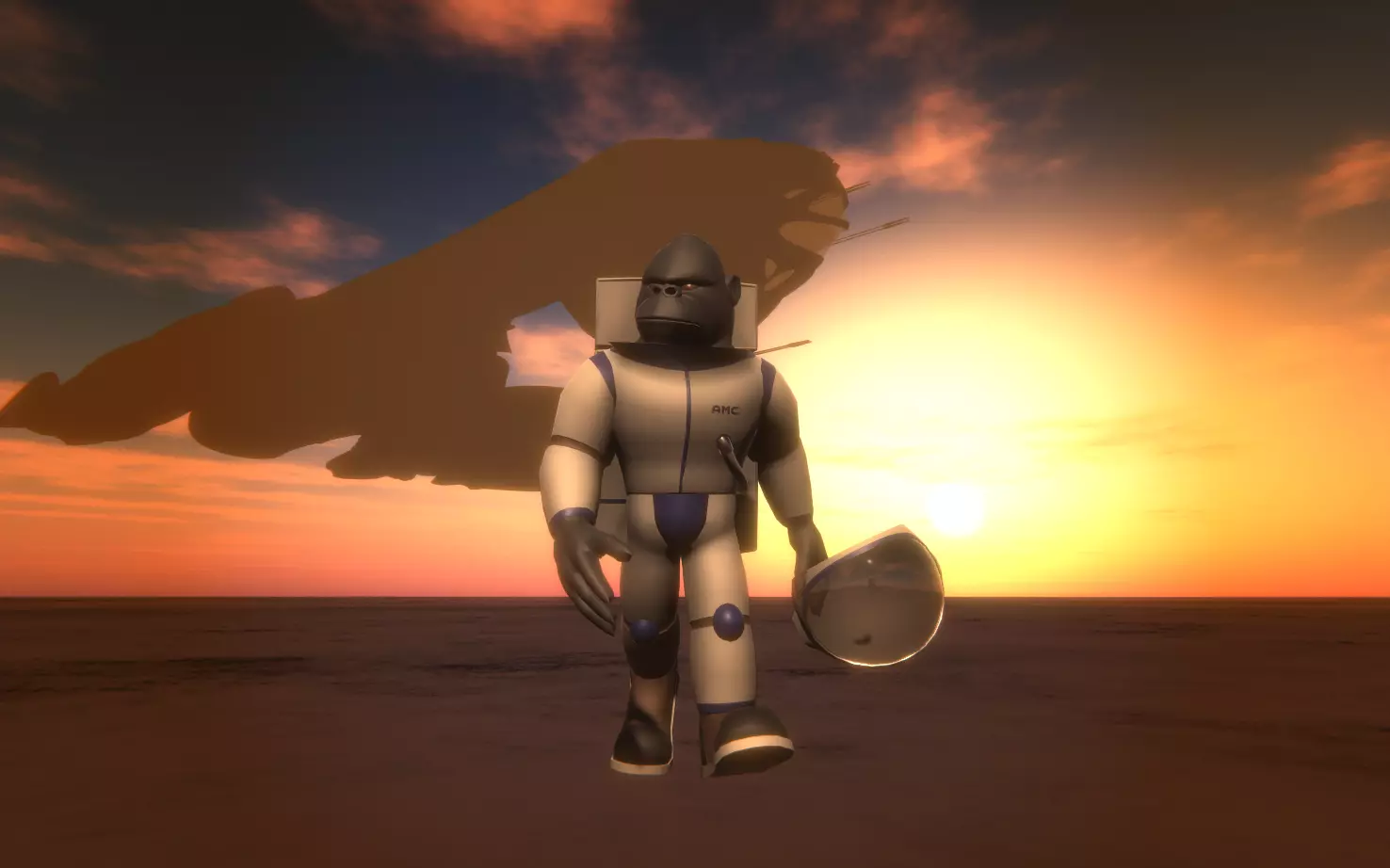 Silverback Gorilla in a Spacesuit Low-poly 3D model