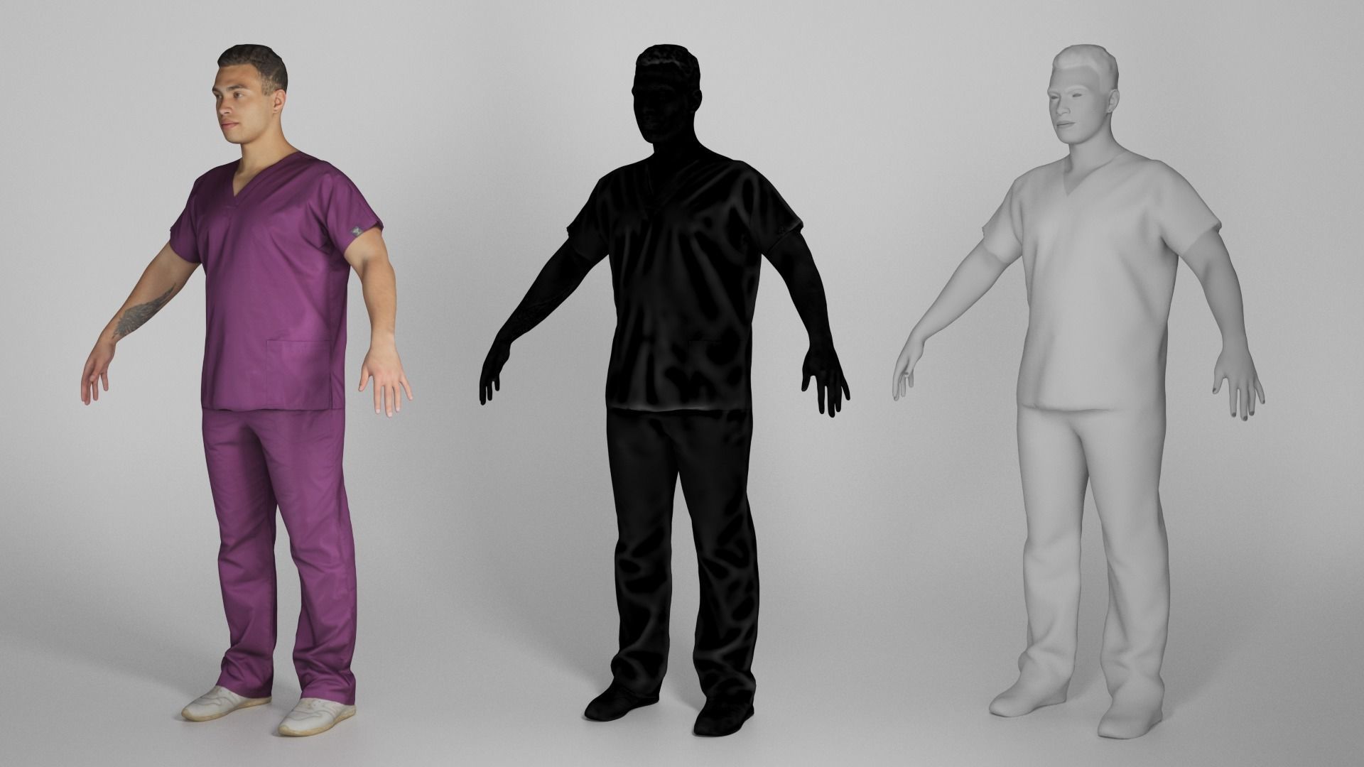 Handsome young doctor in A-pose 315 Low-poly 3D model_4