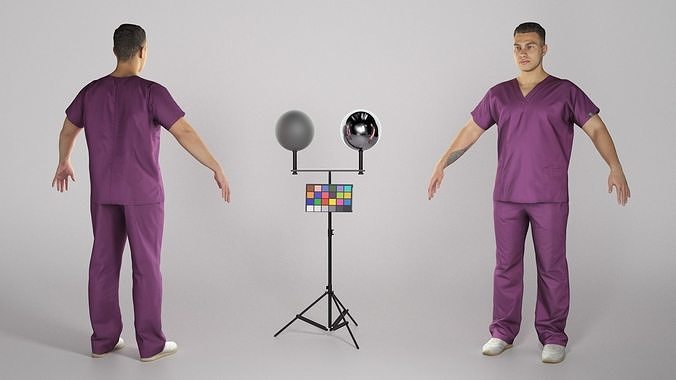 Handsome young doctor in A-pose 315 Low-poly 3D model