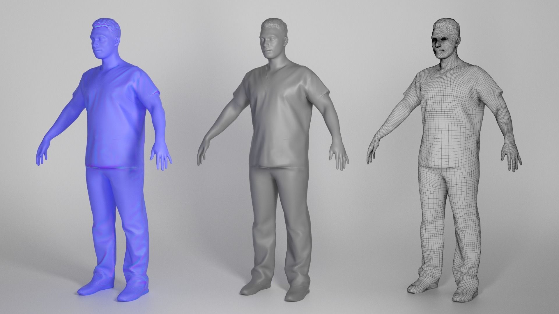 Handsome young doctor in A-pose 315 Low-poly 3D model_3