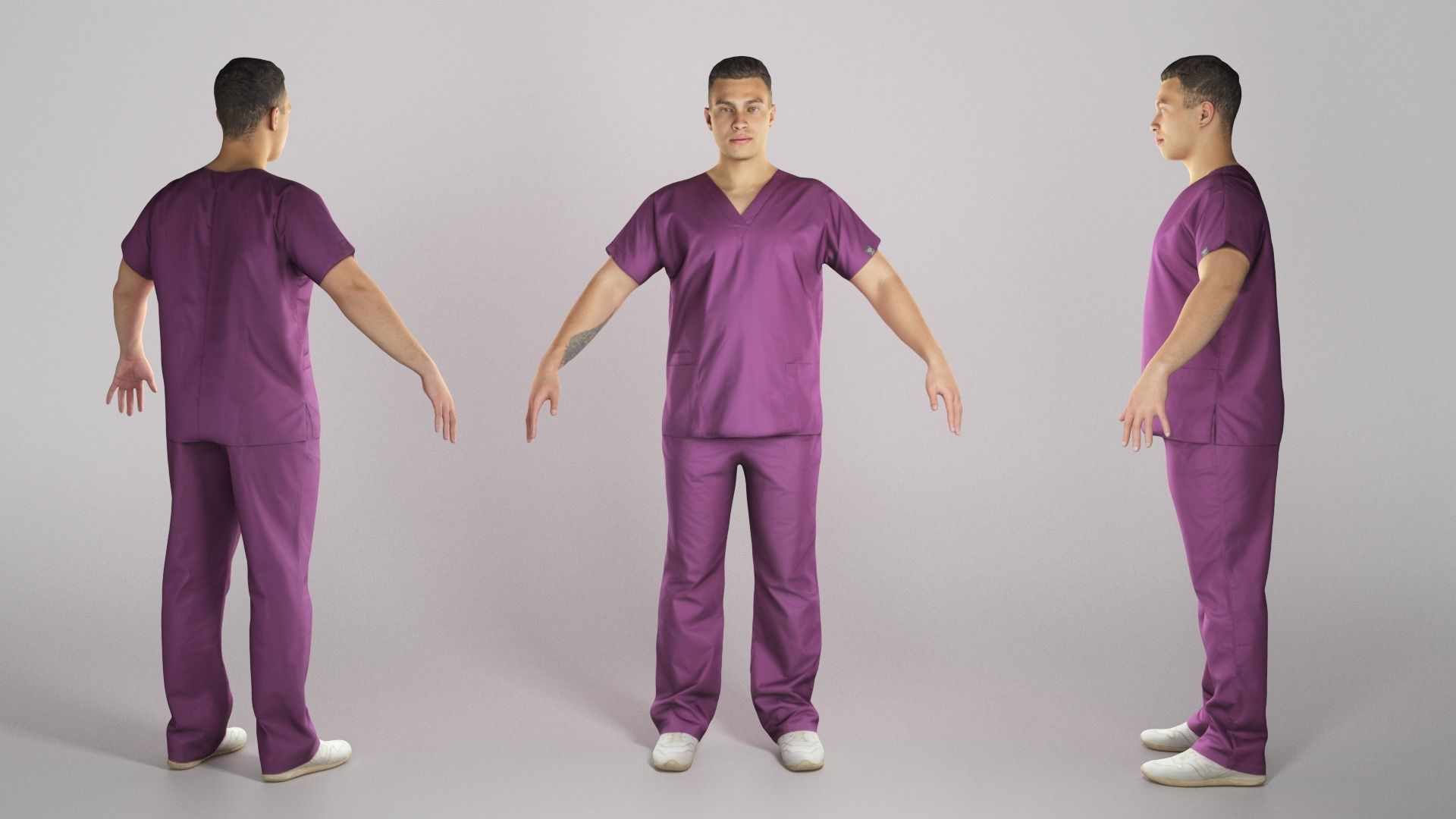 Handsome young doctor in A-pose 315 Low-poly 3D model_2