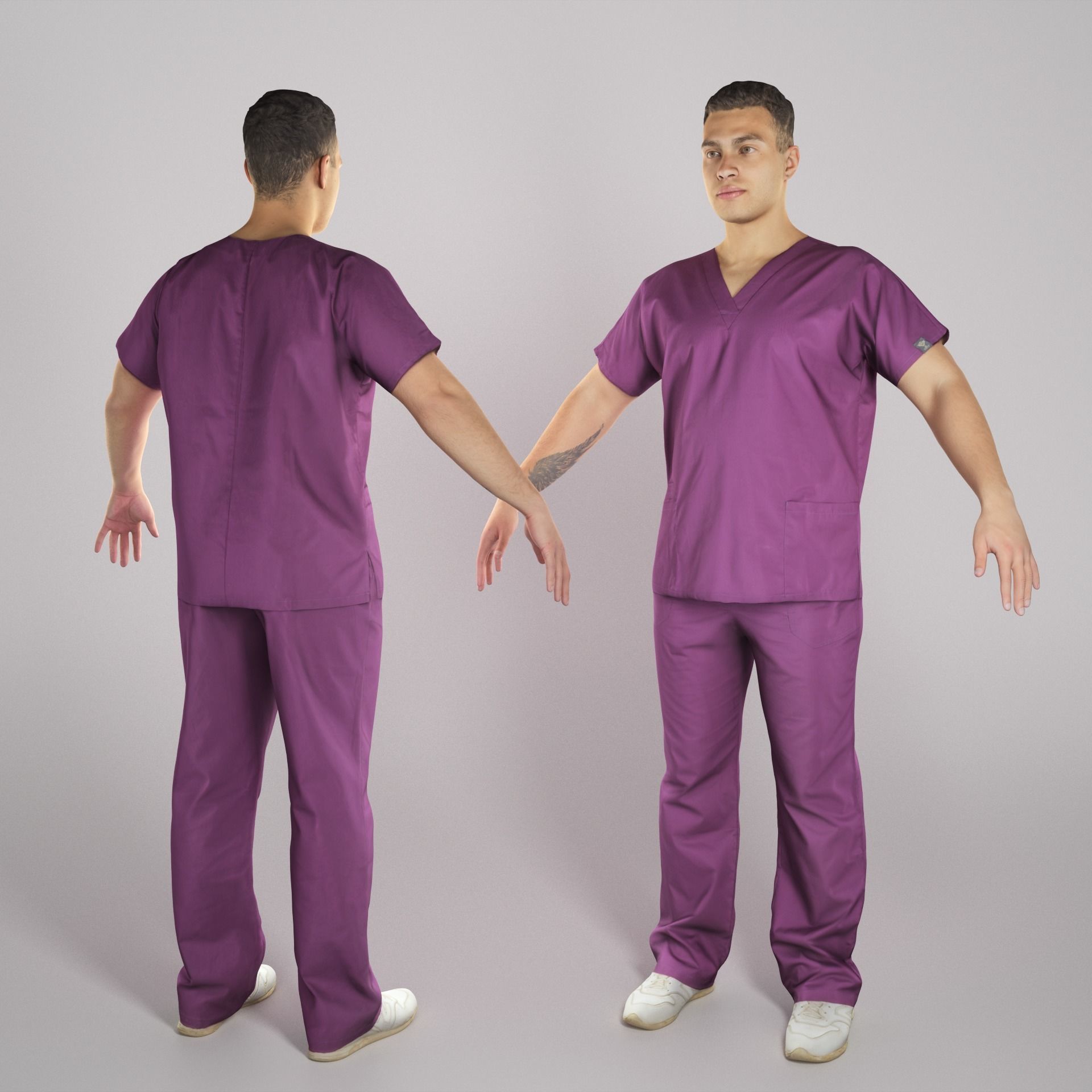 Handsome young doctor in A-pose 315 Low-poly 3D model_1