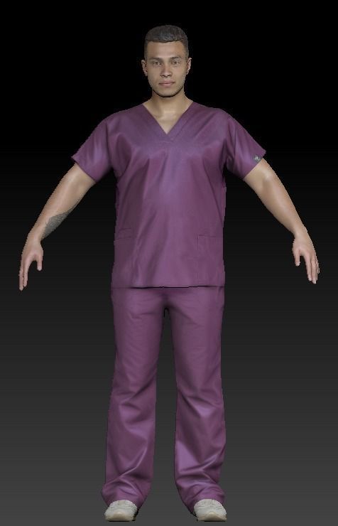 Handsome young doctor in A-pose 315 Low-poly 3D model_5