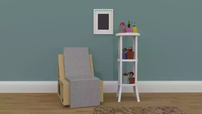 Sitting room background theme Low-poly 3D model