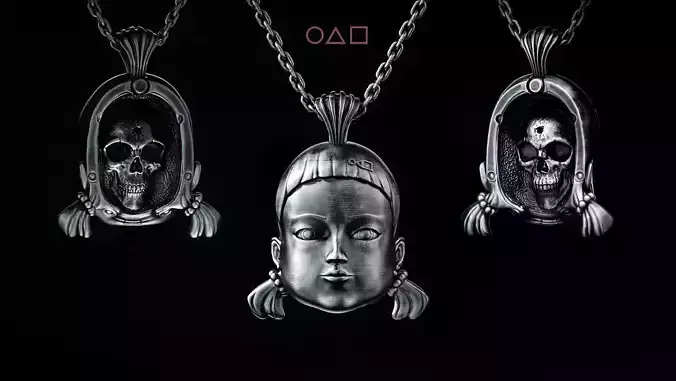 SQUID GAME Doll Pendant with skull