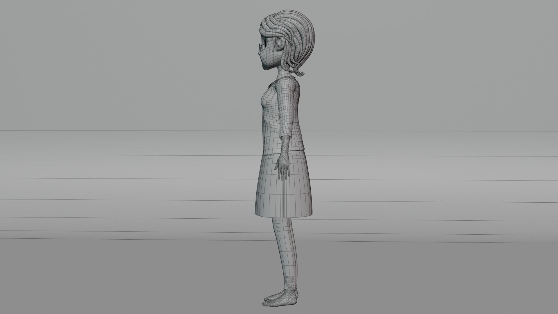 Cartoon Grandma Rigged Low-poly 3D model_11