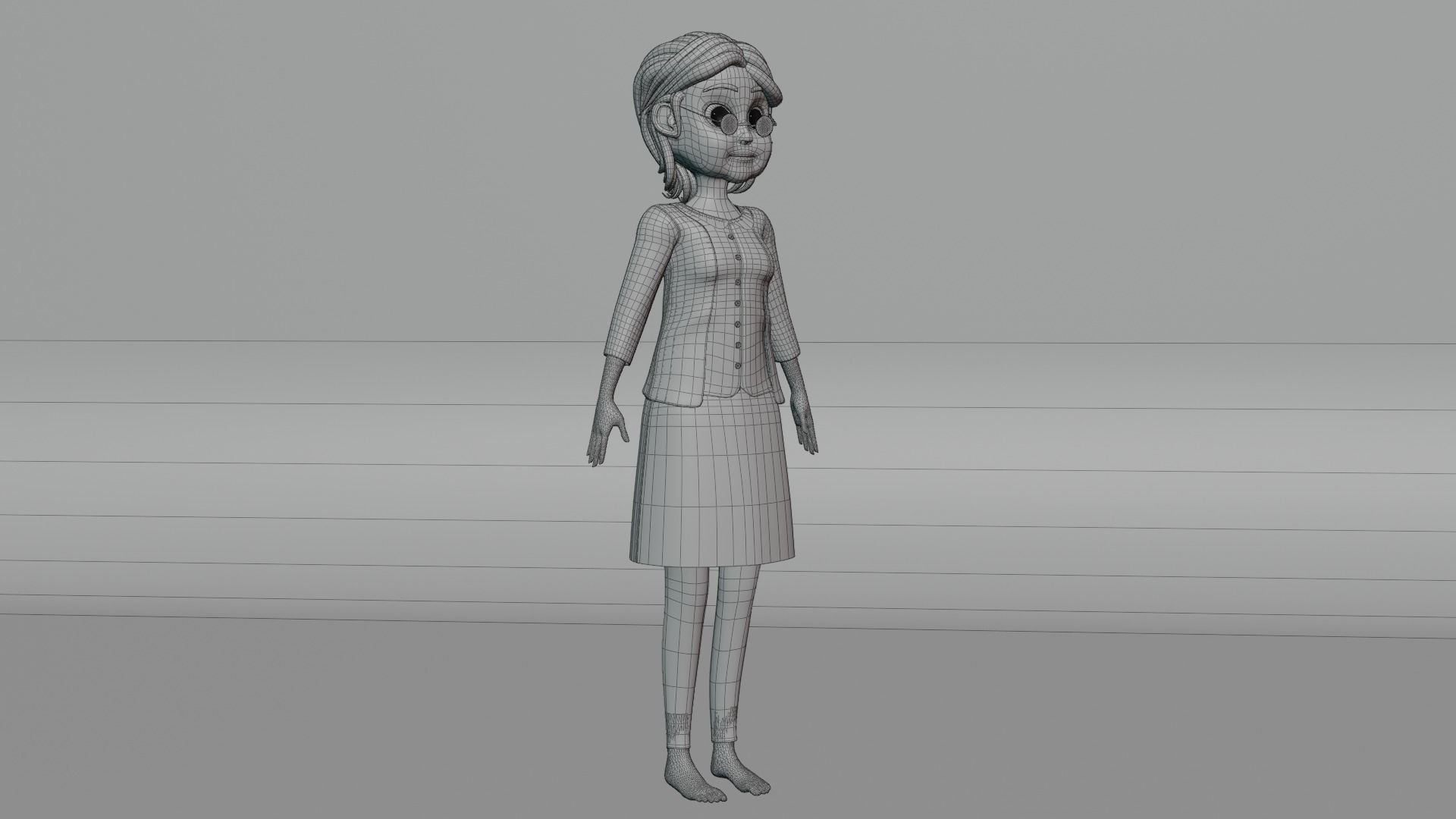 Cartoon Grandma Rigged Low-poly 3D model_14