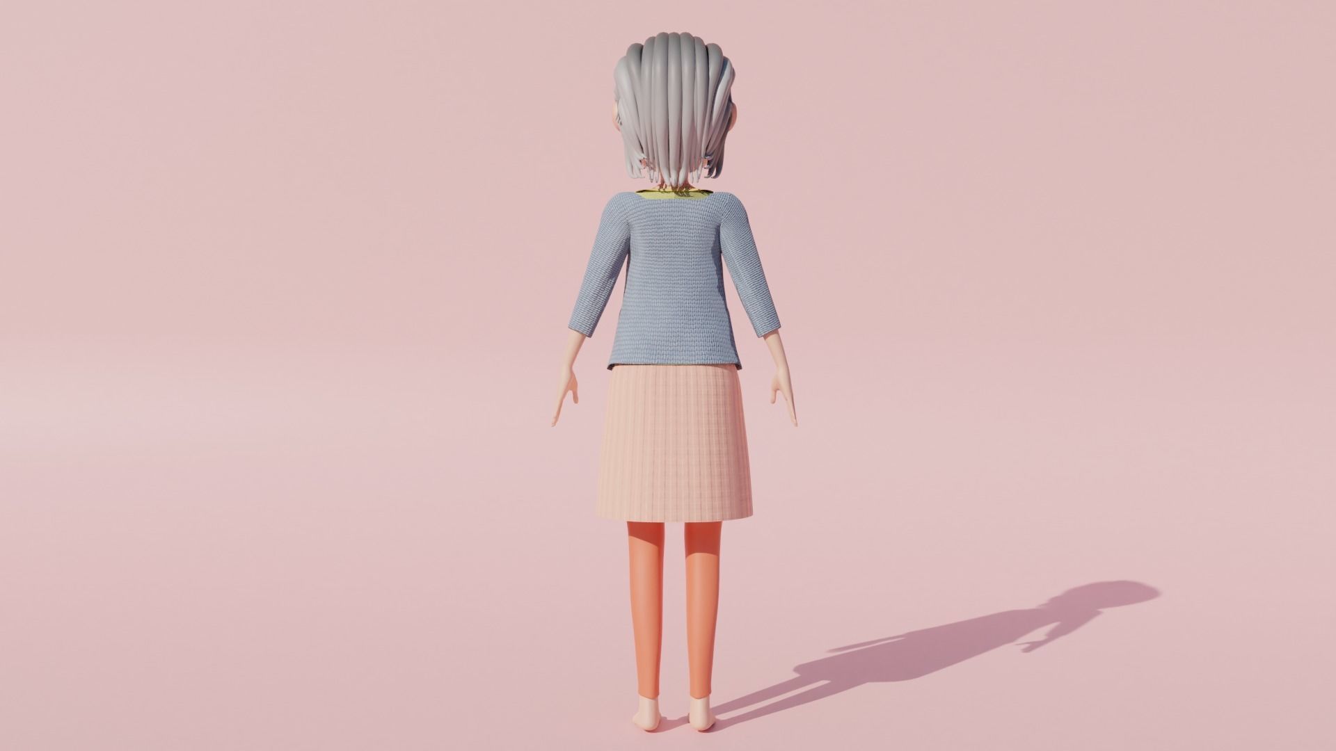 Cartoon Grandma Rigged Low-poly 3D model_4