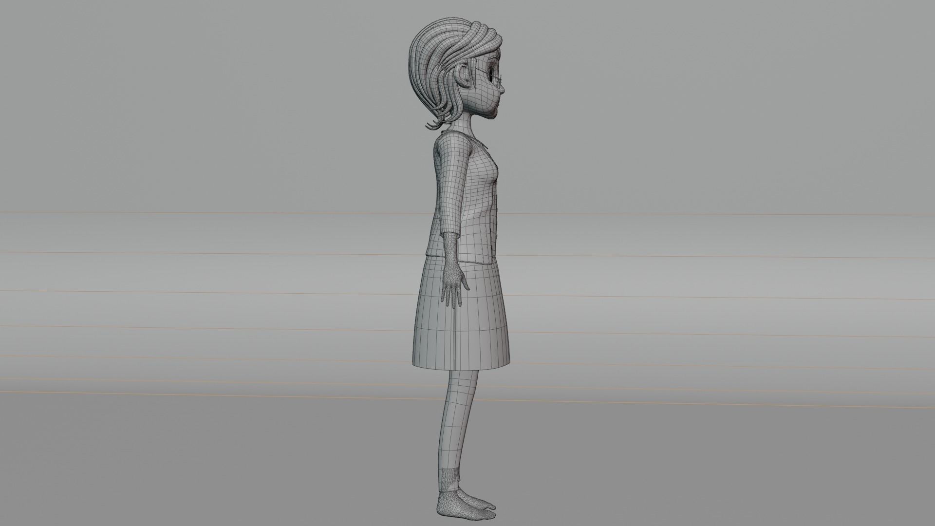 Cartoon Grandma Rigged Low-poly 3D model_13