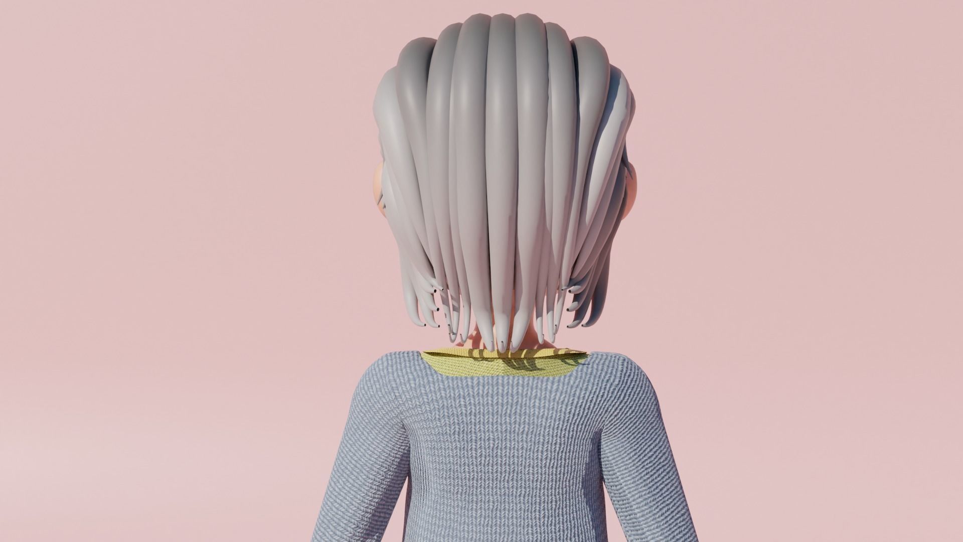 Cartoon Grandma Rigged Low-poly 3D model_8