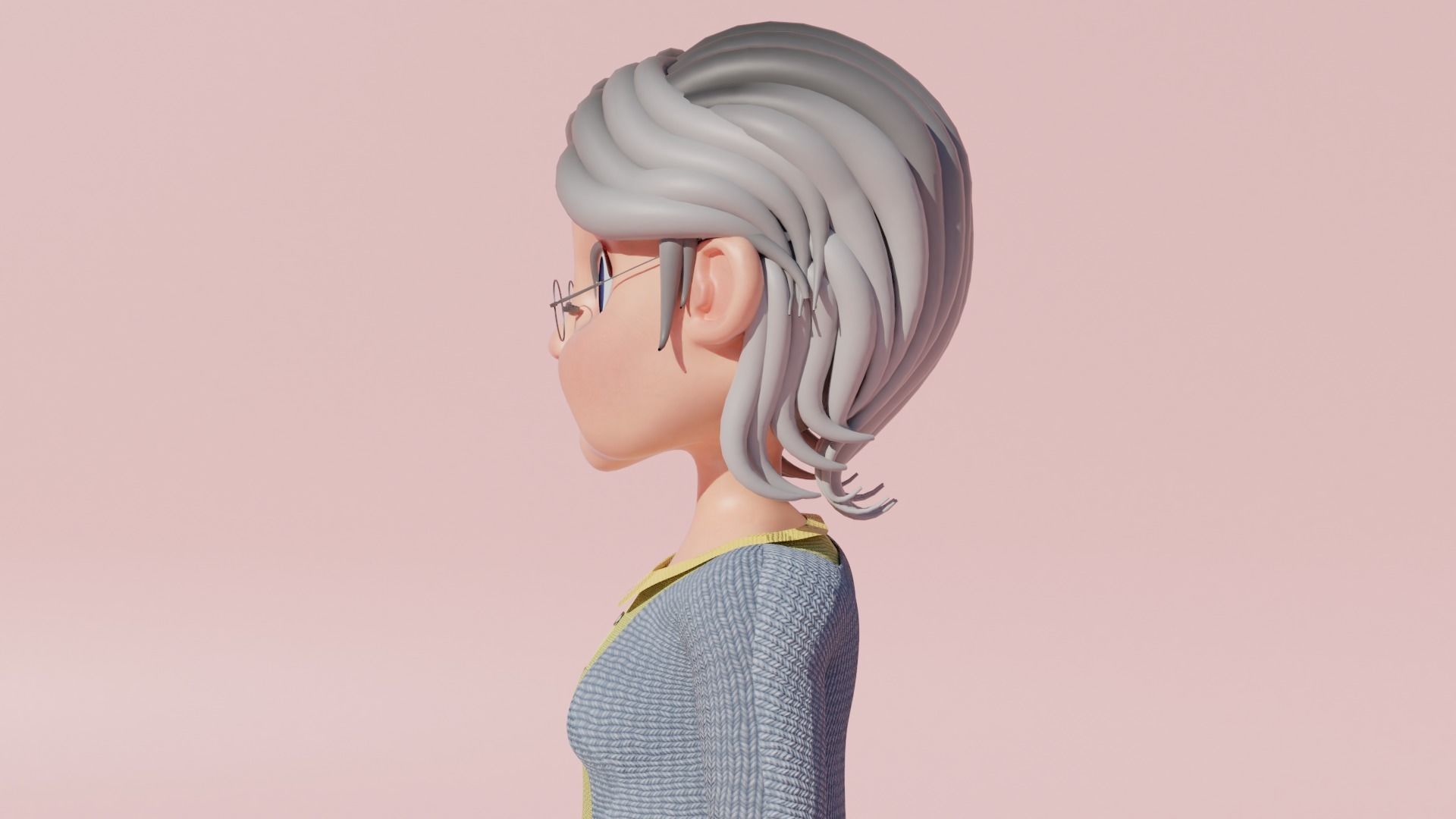 Cartoon Grandma Rigged Low-poly 3D model_9