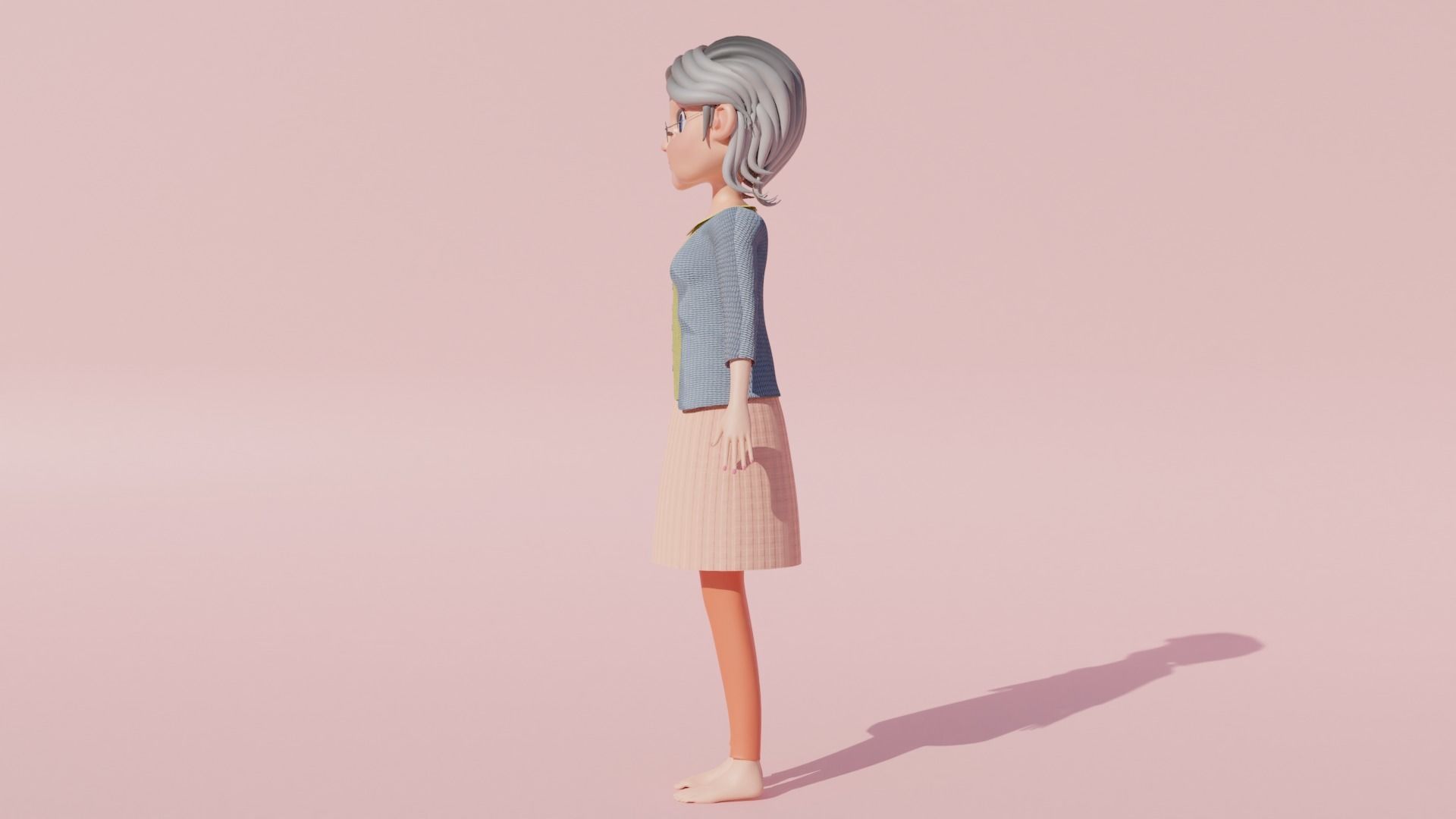 Cartoon Grandma Rigged Low-poly 3D model_3