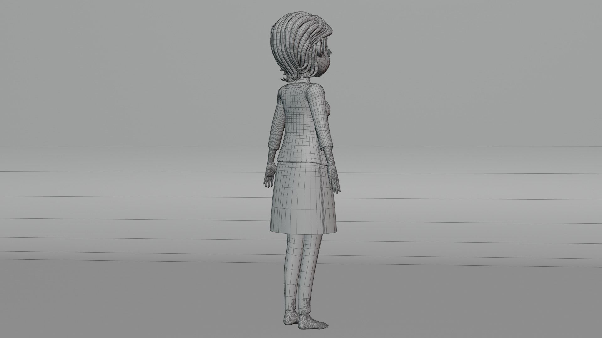 Cartoon Grandma Rigged Low-poly 3D model_17