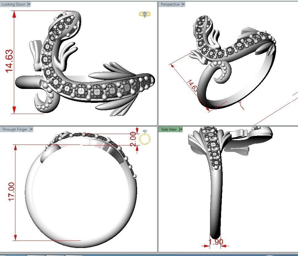Ring lizard 3D print model_2