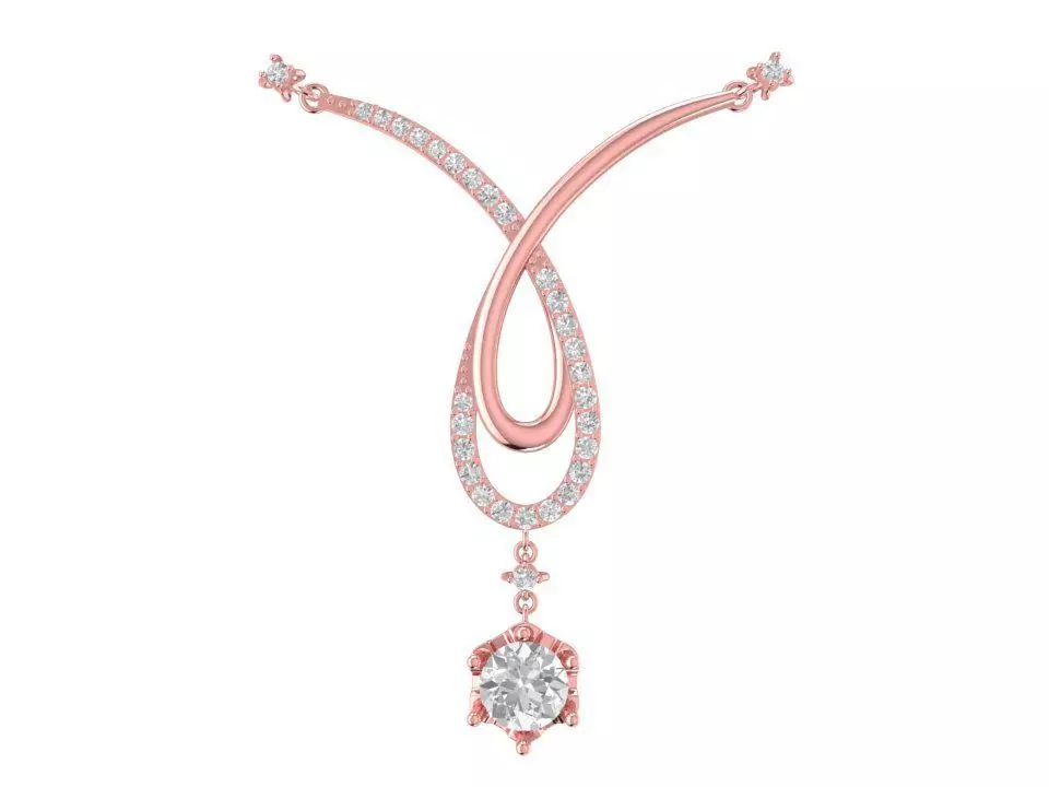 Elegant Diamond Pendant Necklace for Women 1983 3D print model