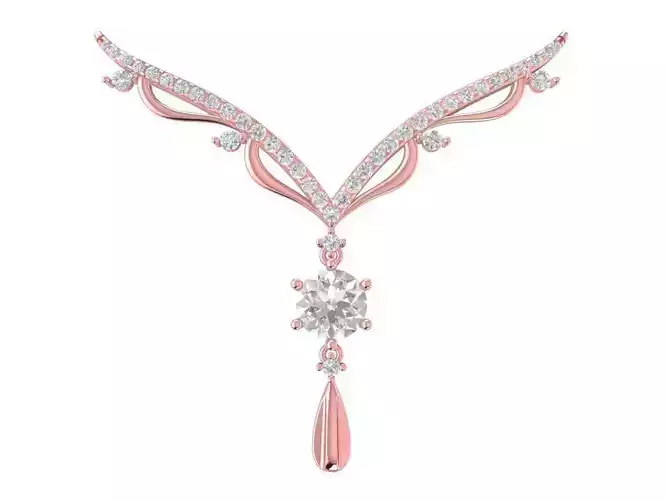 Elegant V Shape Diamond Necklace for Women  1984