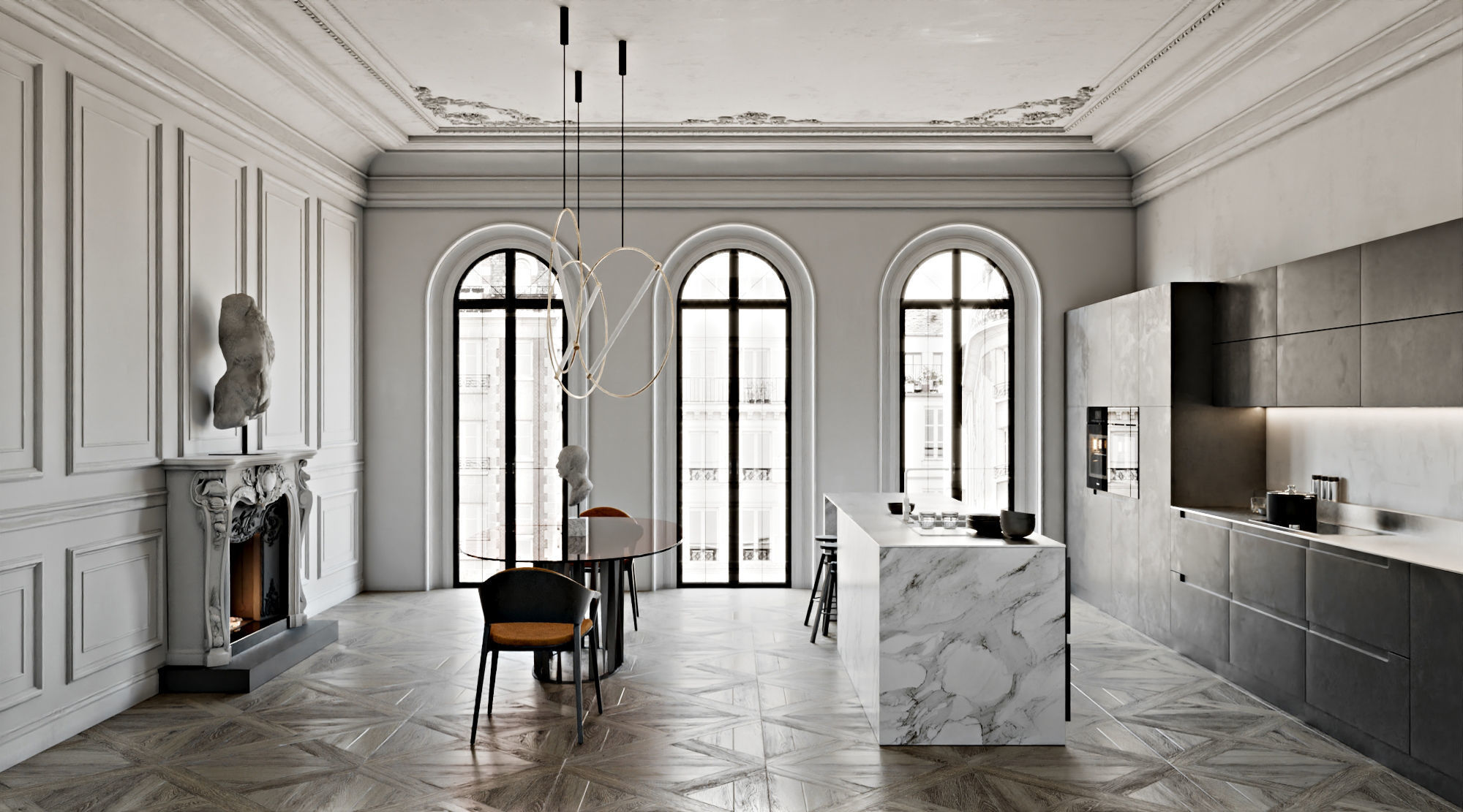 NeoClassic Kitchen 3D model_2