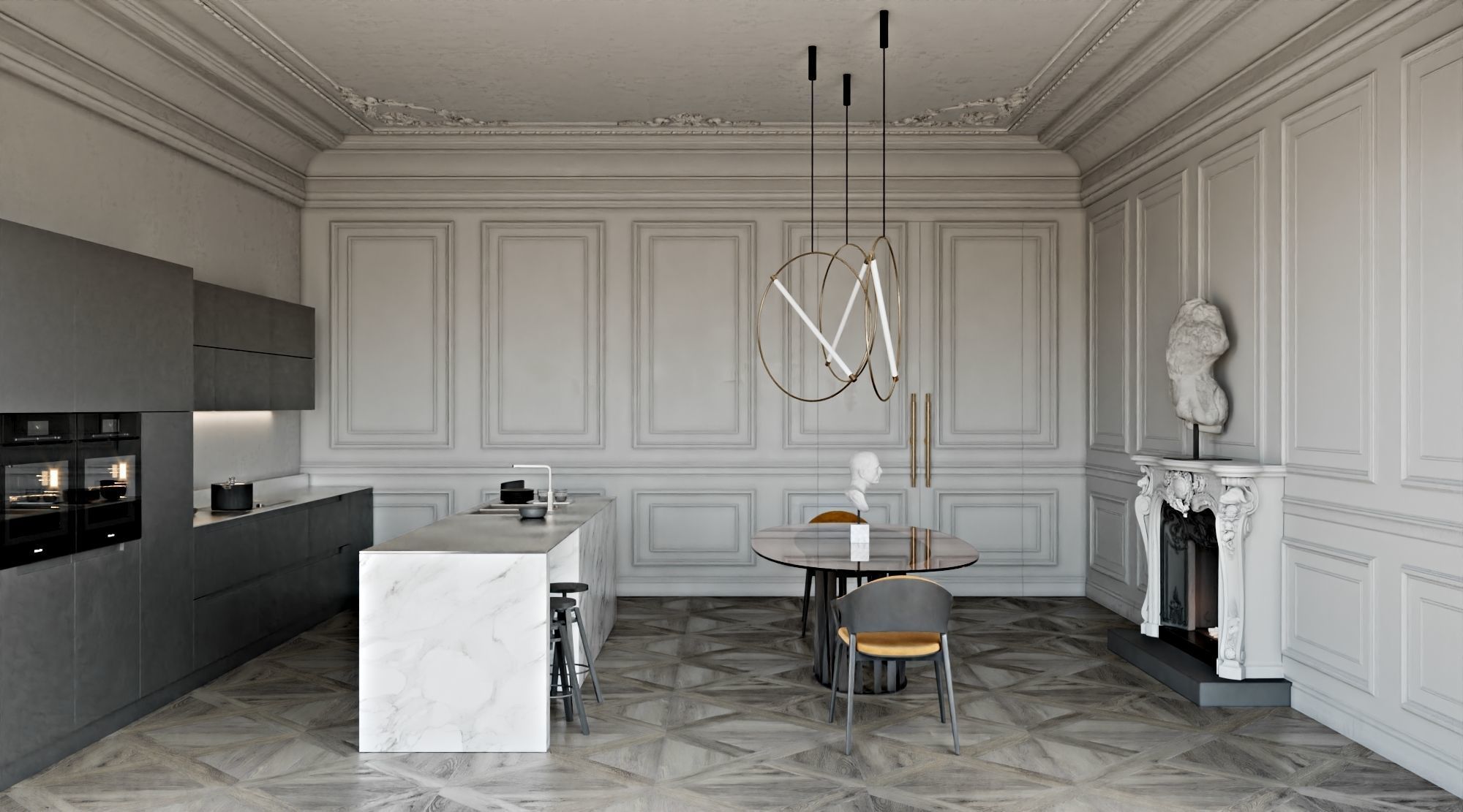 NeoClassic Kitchen 3D model_3