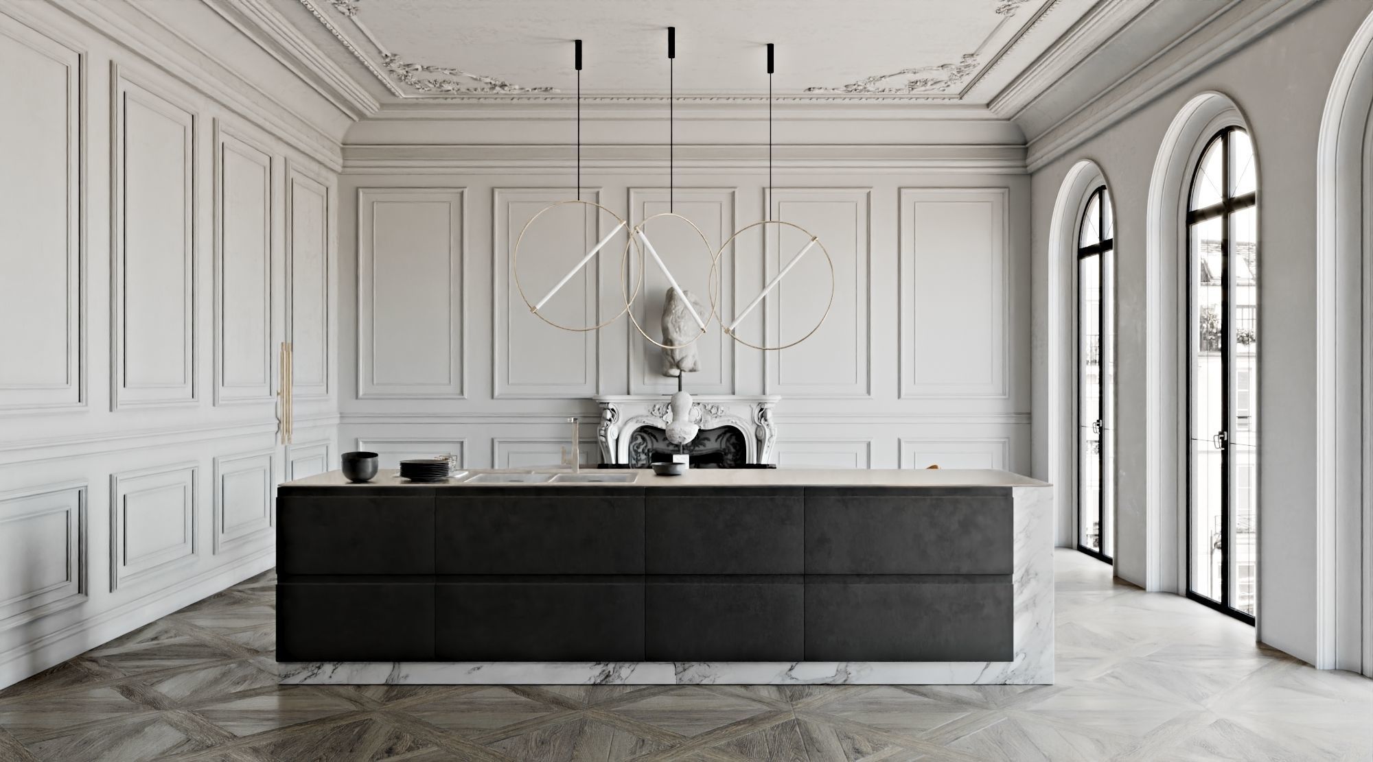 NeoClassic Kitchen 3D model_1