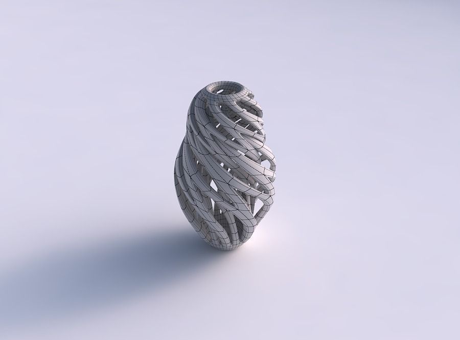 Vase spherical tapered with intertwining thick lines twisted ... 3D print model_5