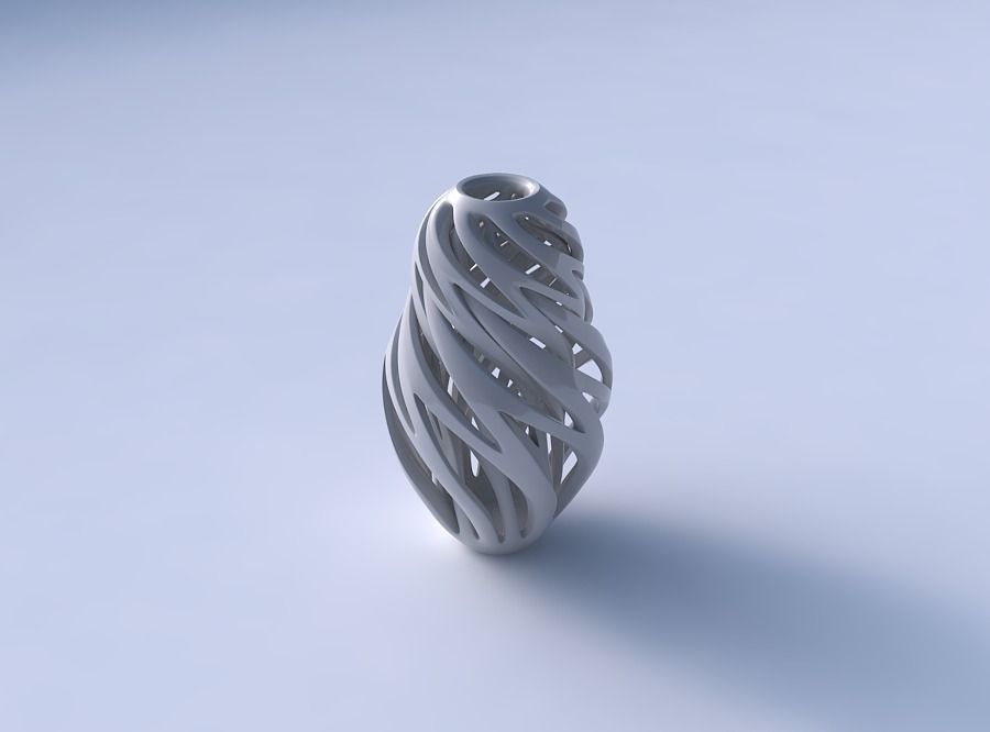 Vase spherical tapered with intertwining thick lines twisted ... 3D print model_3