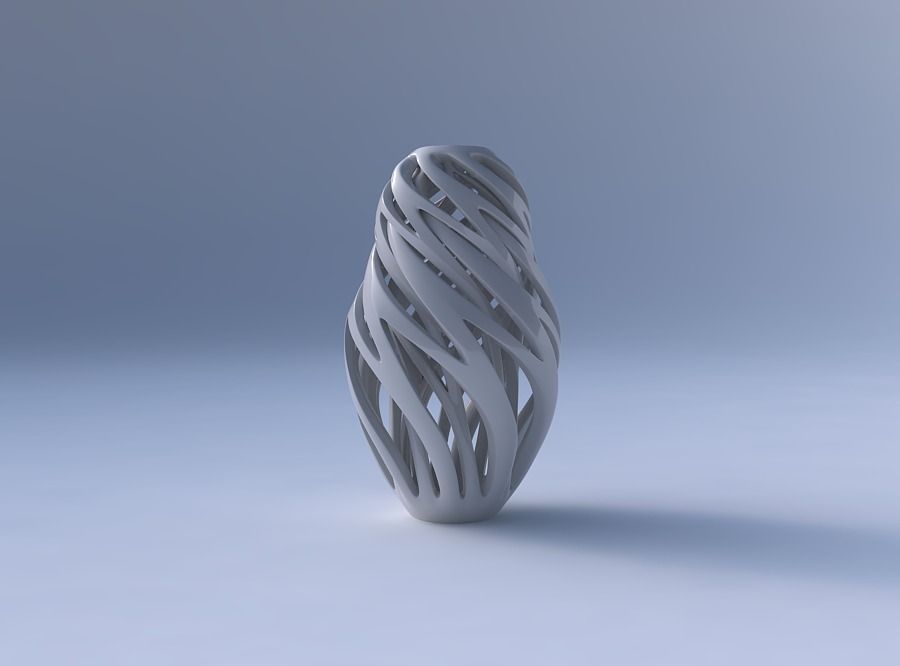 Vase spherical tapered with intertwining thick lines twisted ... 3D print model_4
