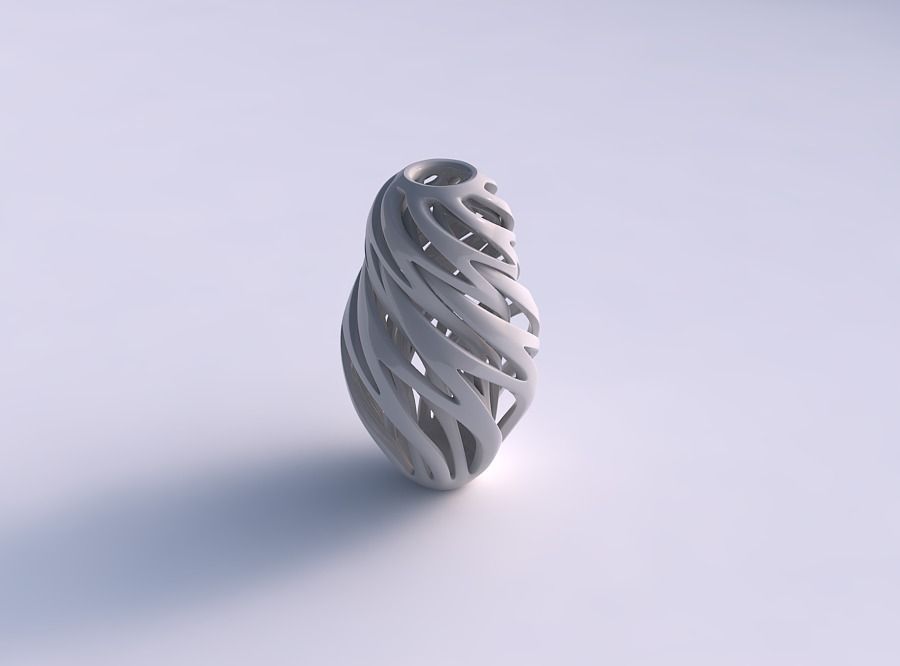 Vase spherical tapered with intertwining thick lines twisted ... 3D print model_0