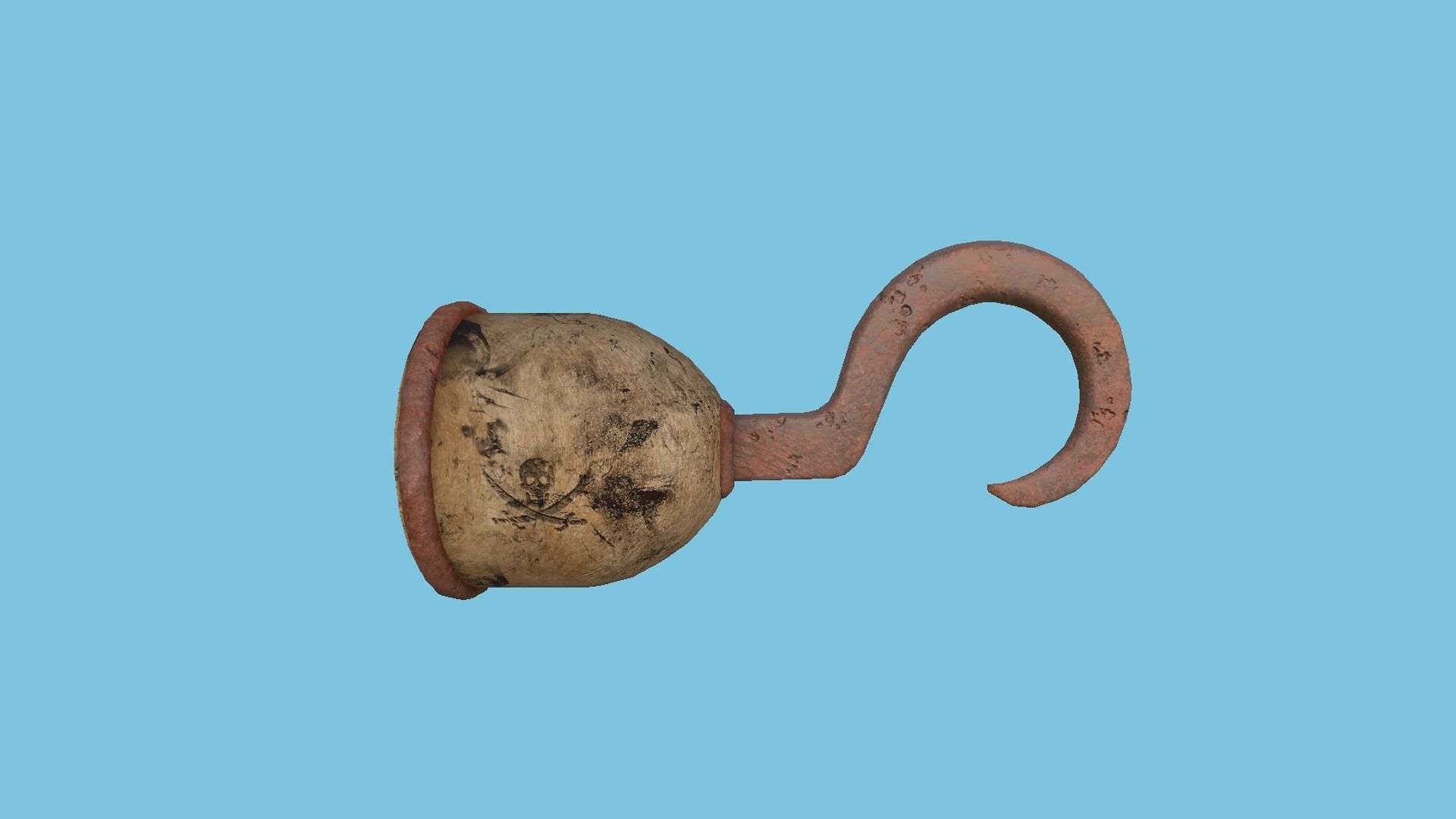 Pirate Hook A2 - Rusted Old - Character Design Fashion Low-poly 3D model_1