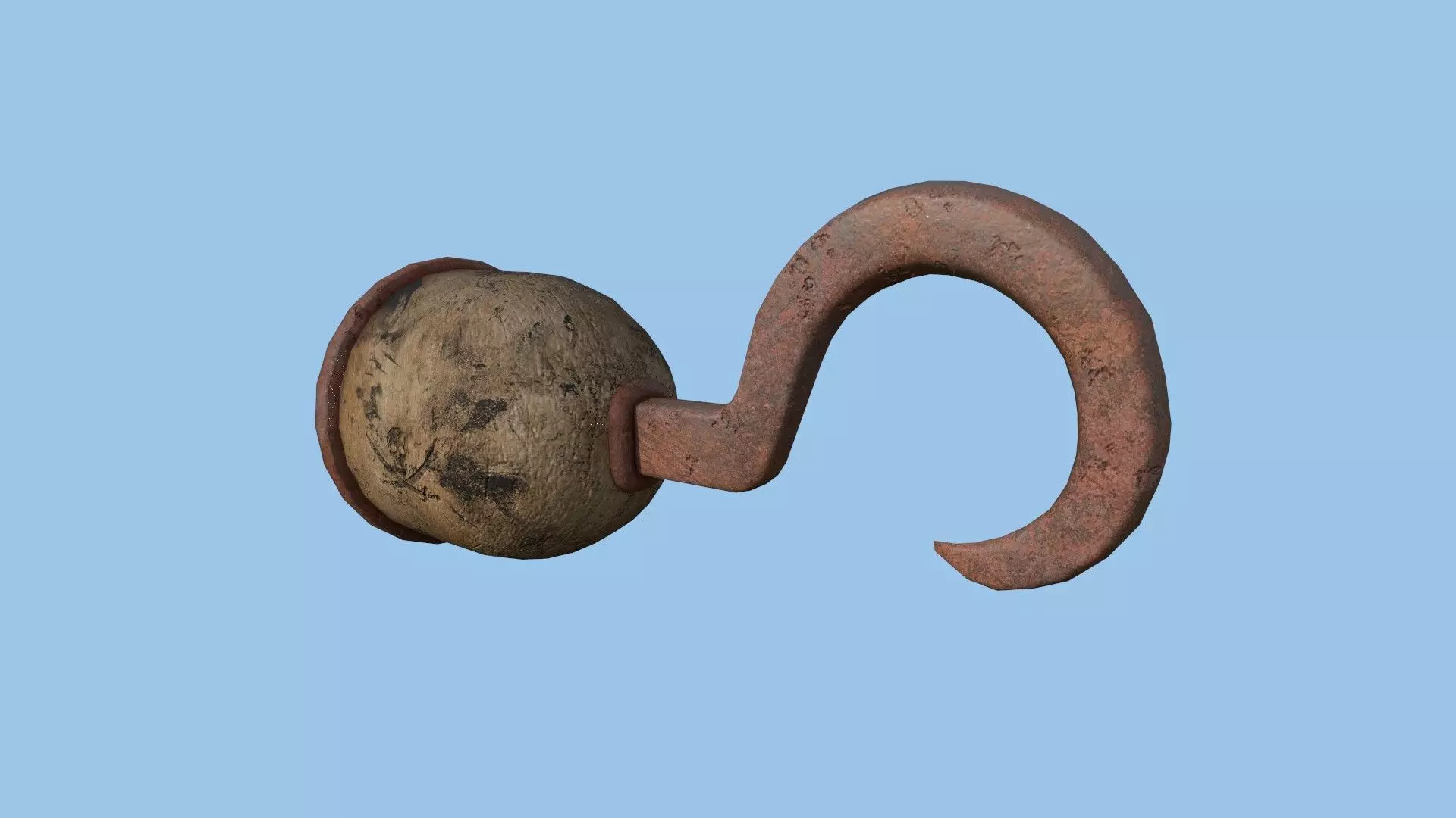 Pirate Hook A2 - Rusted Old - Character Design Fashion Low-poly 3D model_0