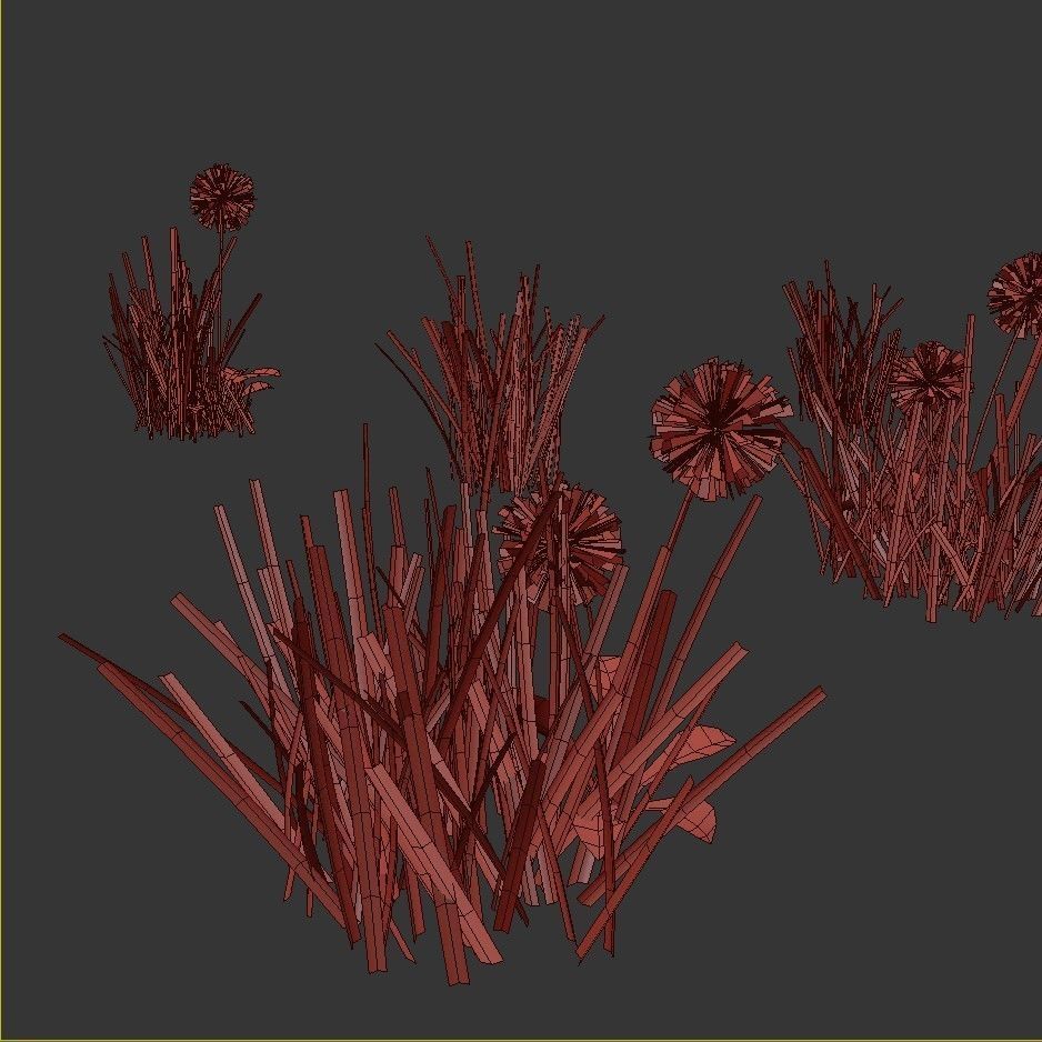 Grass with dandelions 3D model_7