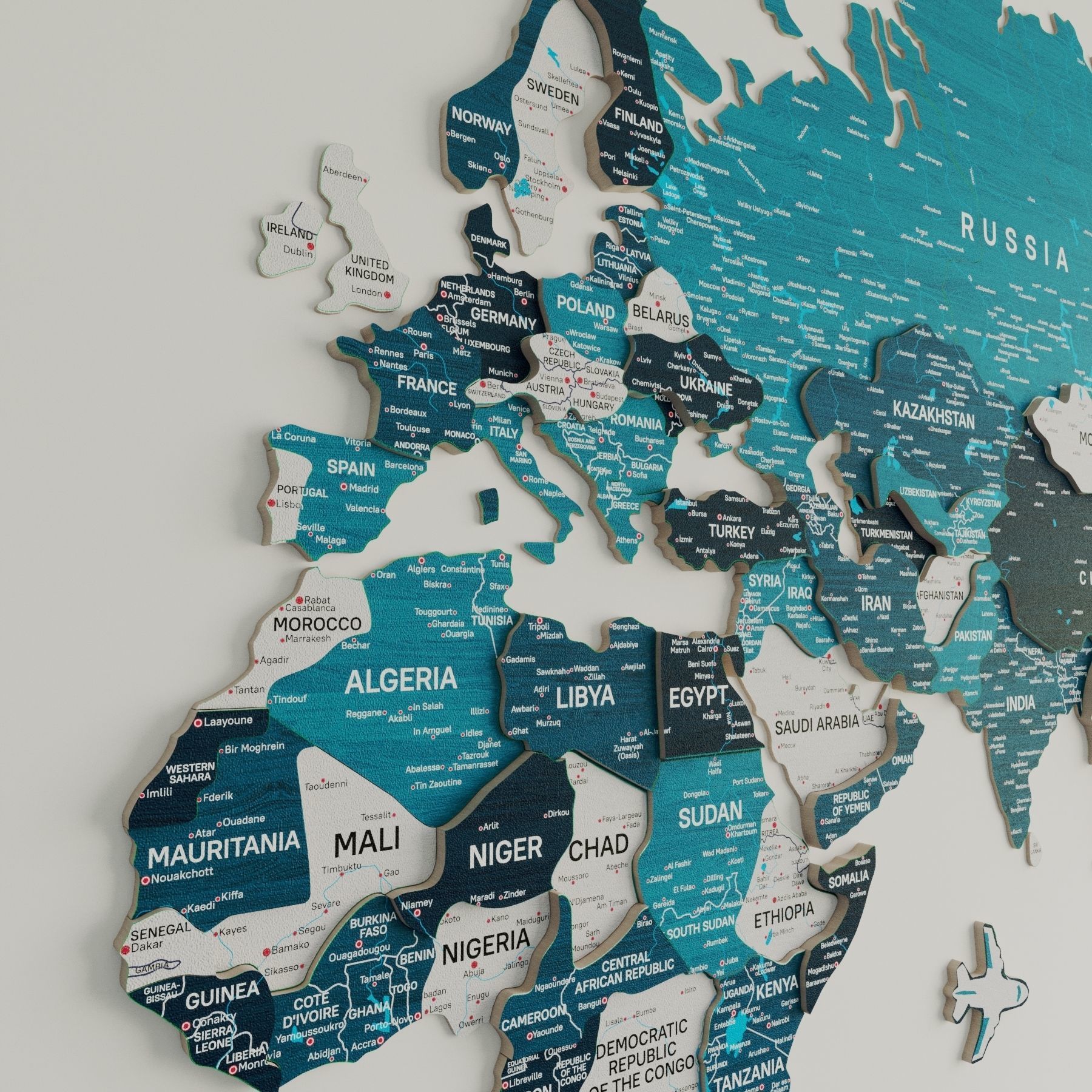 World map with heights 3D model 3D model_1