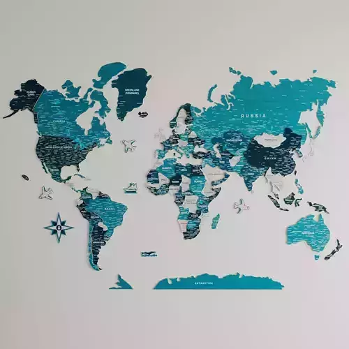 World map with heights 3D model