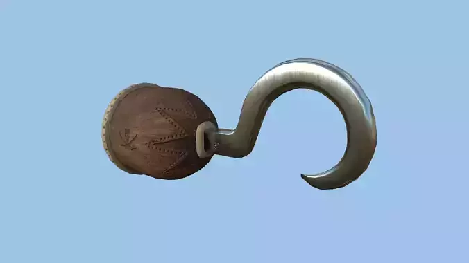 Pirate Hook A5 - Wood Metal - Character Design Fashion Low-poly 3D model