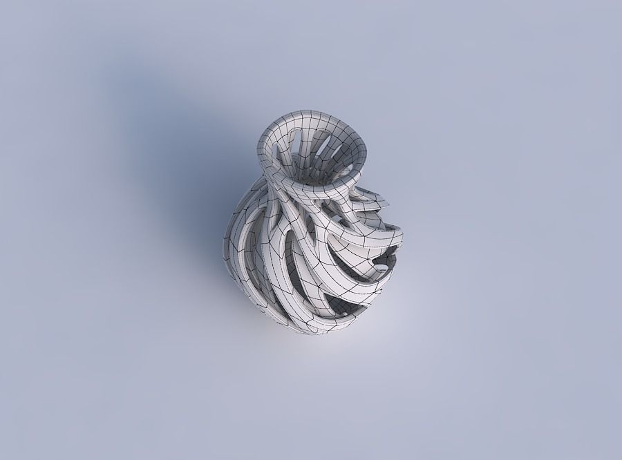 Vase spherical squeezed neck with inner and outer lines twist... 3D print model_6