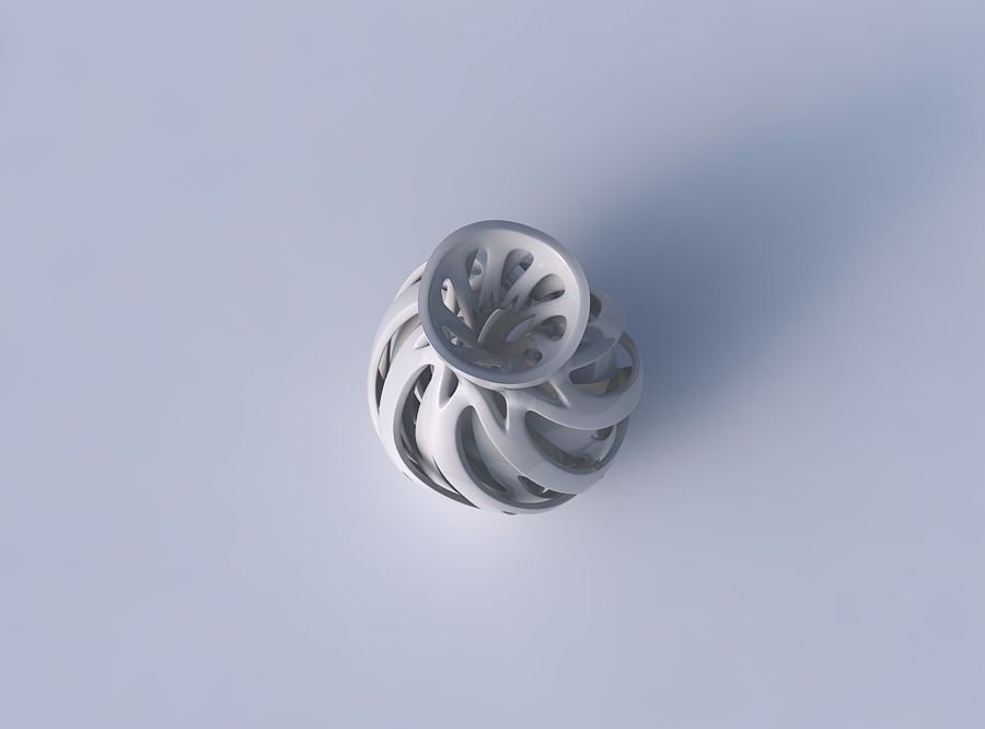 Vase spherical squeezed neck with inner and outer lines twist... 3D print model_2