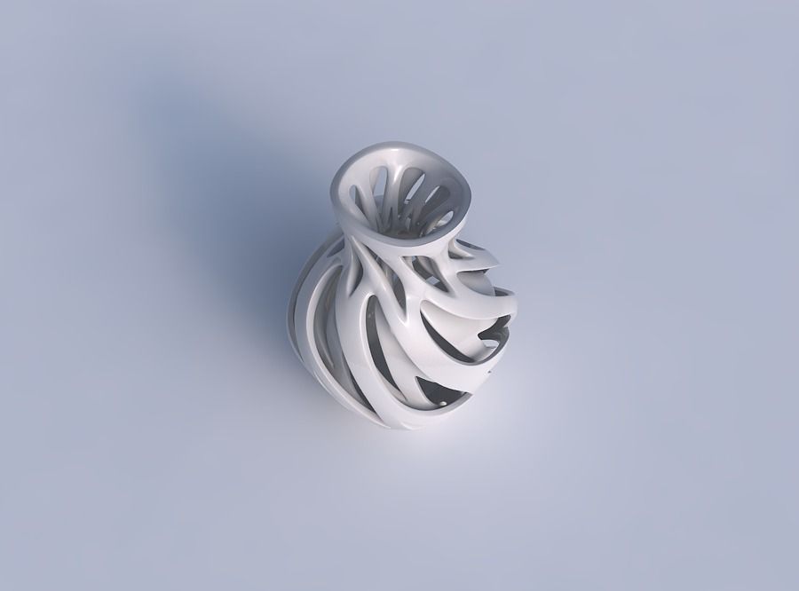 Vase spherical squeezed neck with inner and outer lines twist... 3D print model_1