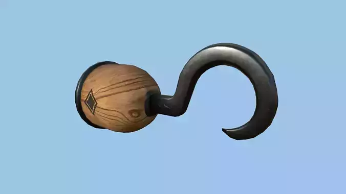 Pirate Hook A9 - Black Wood - Character Design Fashion Low-poly 3D model