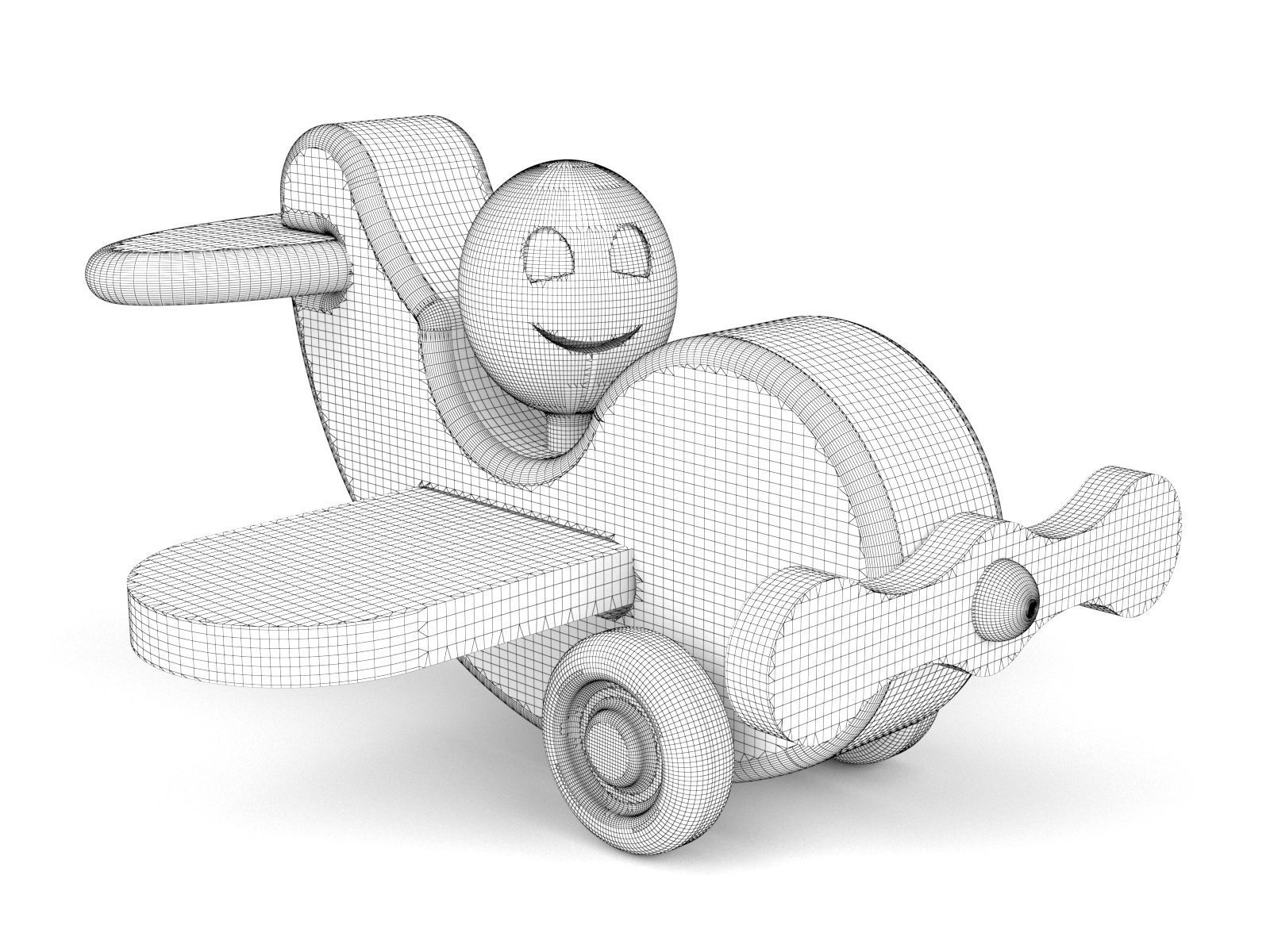 Wooden toy airplane 11 3D model_1